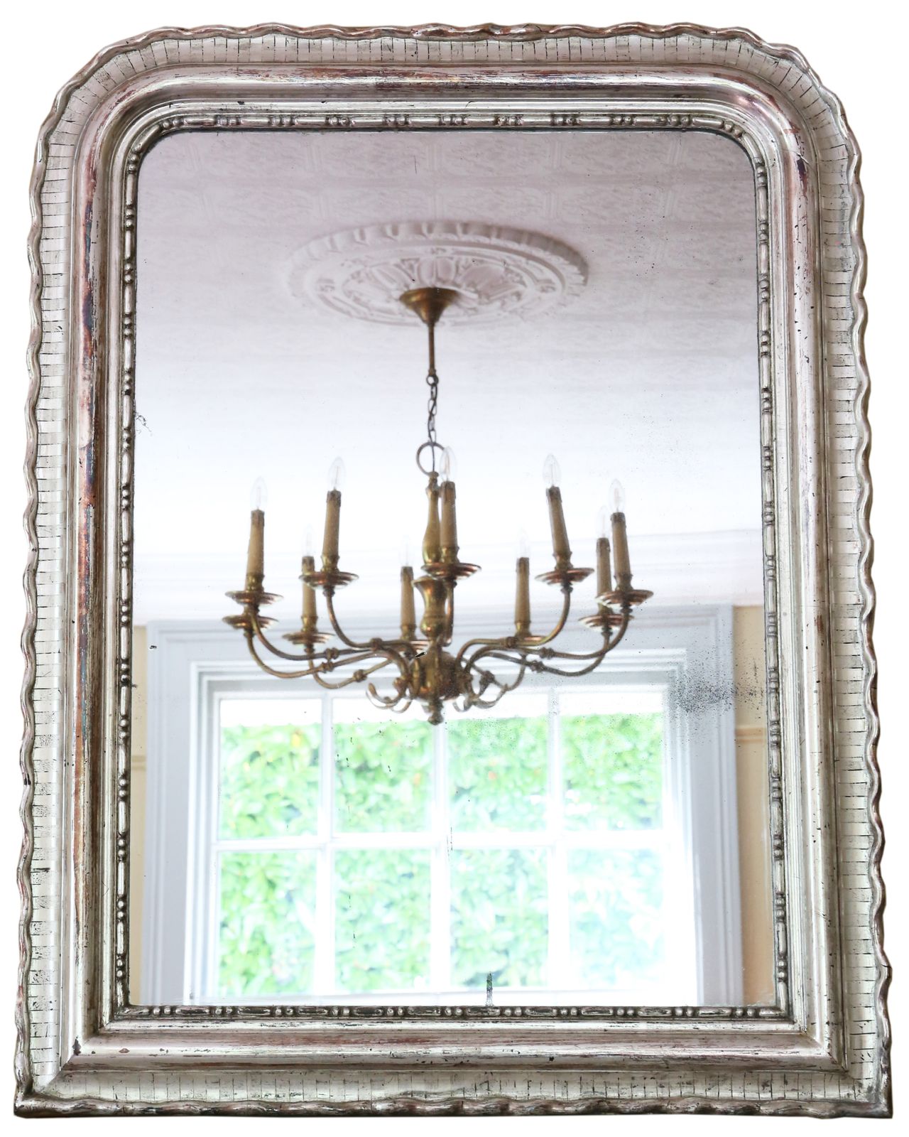 Antique Fine Quality Large Silver Gilt 19th Century Overmantle Or Wall Mirror