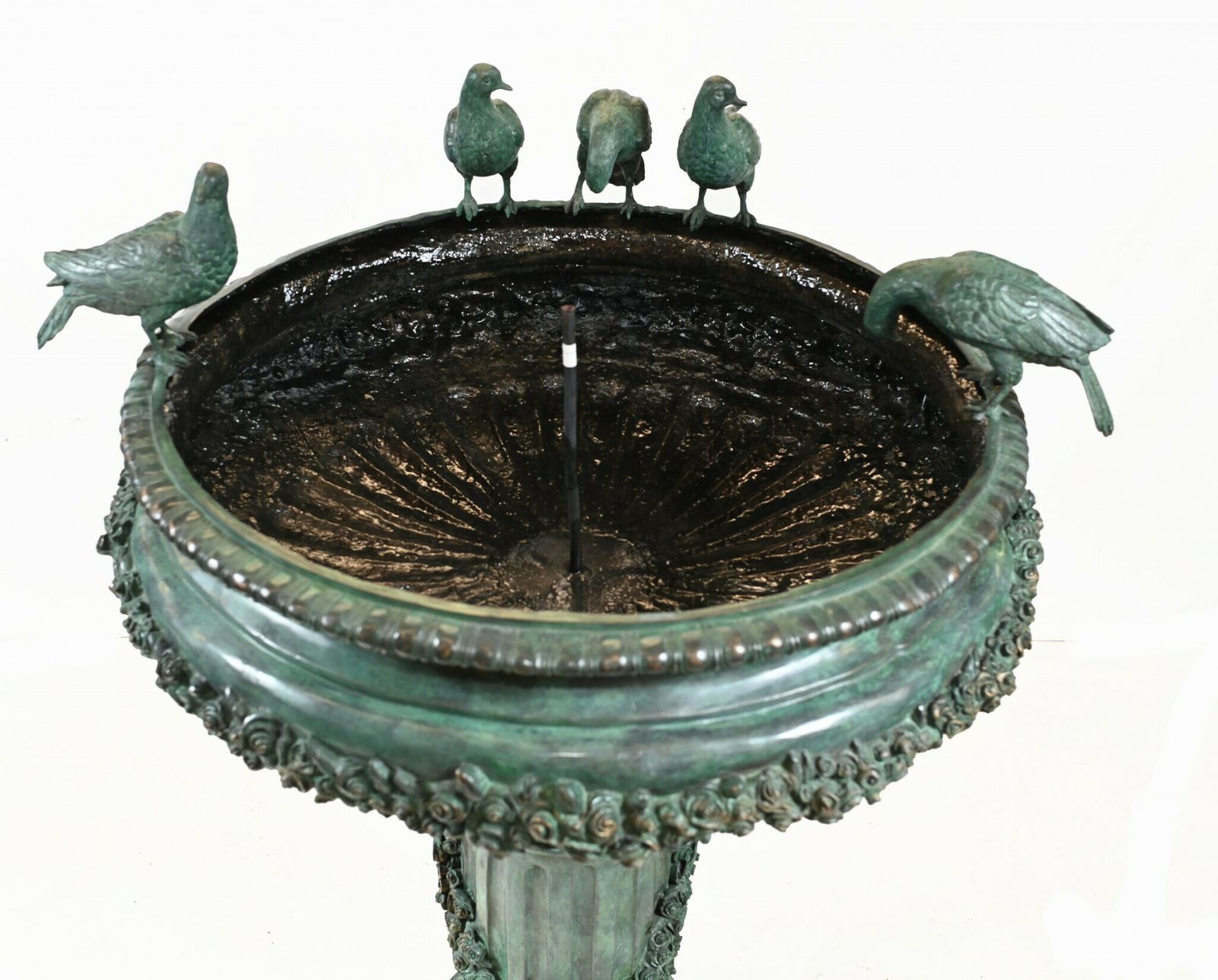 Large Classical Italian Bronze Bird Fountain Statue photo for sale