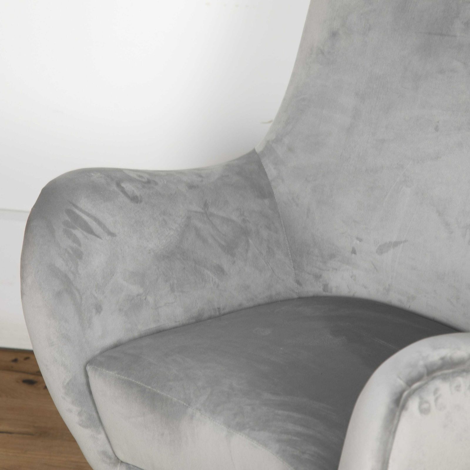 Pair Of Mid Century Modern Grey Velvet Armchairs photo buy
