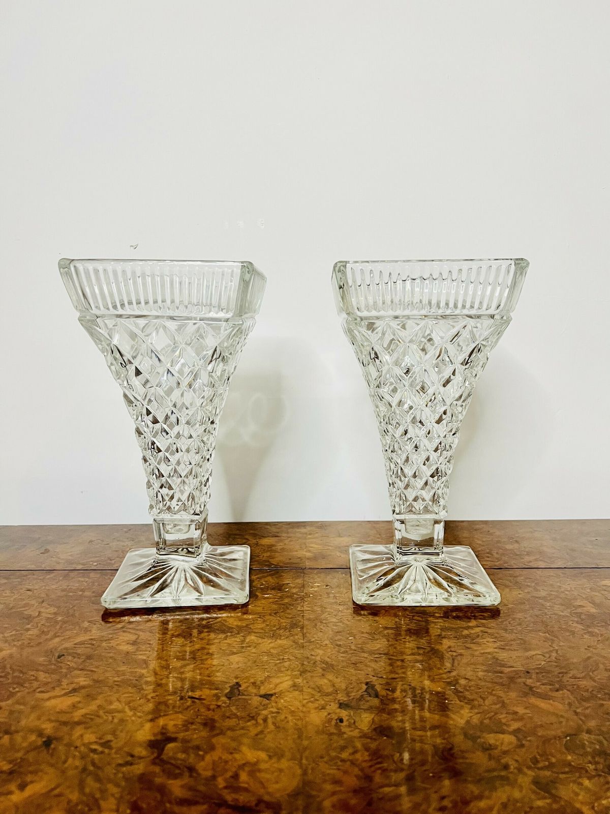 Pair Of Antique Quality Cut Glass Vases photo for sale