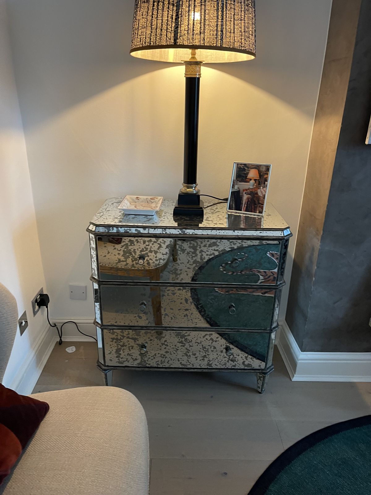 Set Of Two Antiqued Mirror Chest Of Drawers (Paolo Moschino) photo furniture