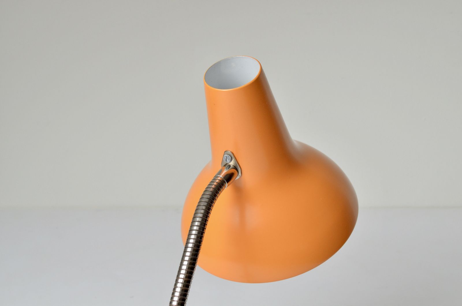 Vintage Metal Orange Desk Lamp By Sis Germany Model 38, 1970s New Old Stock photo vinterior