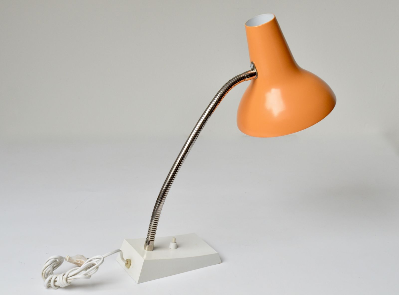 Vintage Metal Orange Desk Lamp By Sis Germany Model 38, 1970s New Old Stock