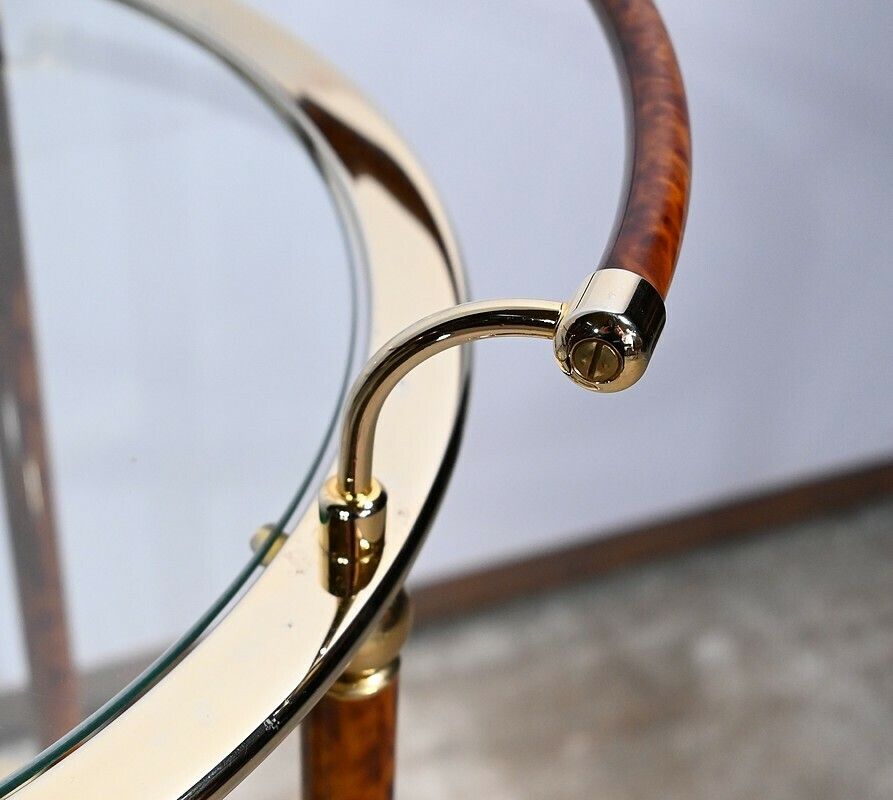 Glass And Gold Metal Rolling Table – 1980 photo vinterior