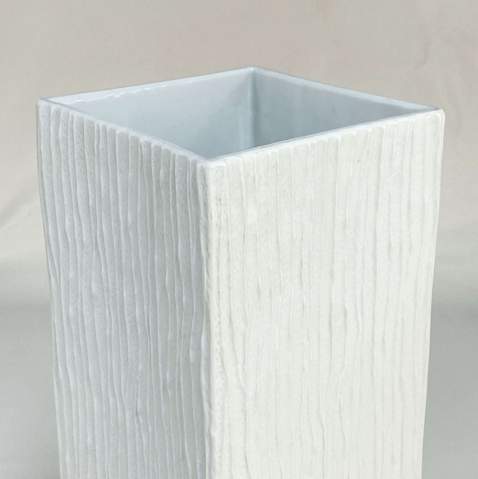 Pair Of Large White Square Relief Vases By Hutschenreuther photo furniture