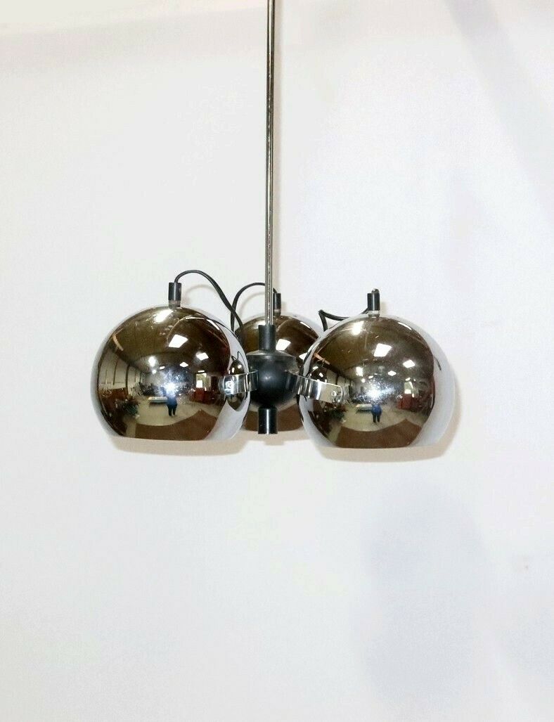 Eyeball Pendant In Chromed Metal – 1960s photo Lighting