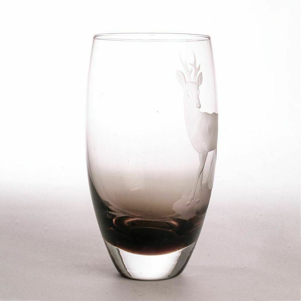 Heavy Crystal Vase With Engraved Deer Design photo furniture