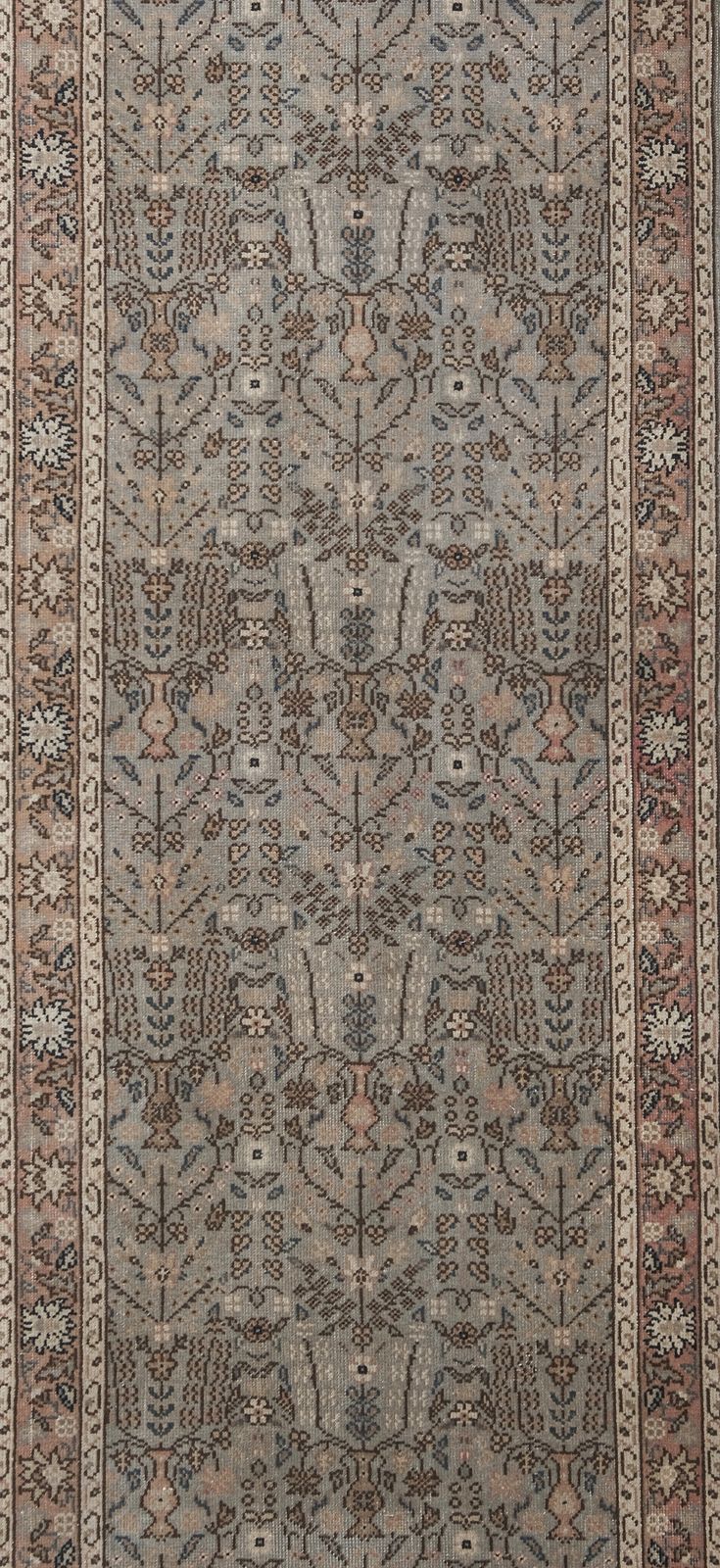 Mid 20th Century Vintage Turkish Long Runner   Floral Stair Carpet 2'7" X 24'7" photo for sale