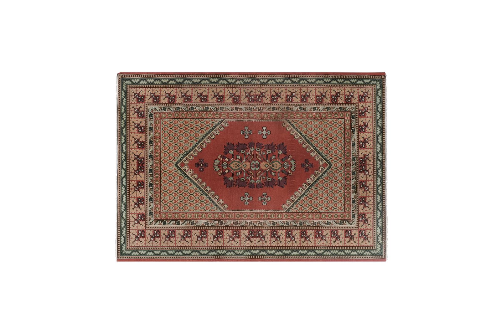 Textiles 1960s Handknotted Moroccan Red Pile Rug 6'2'' X 9'2'' photo