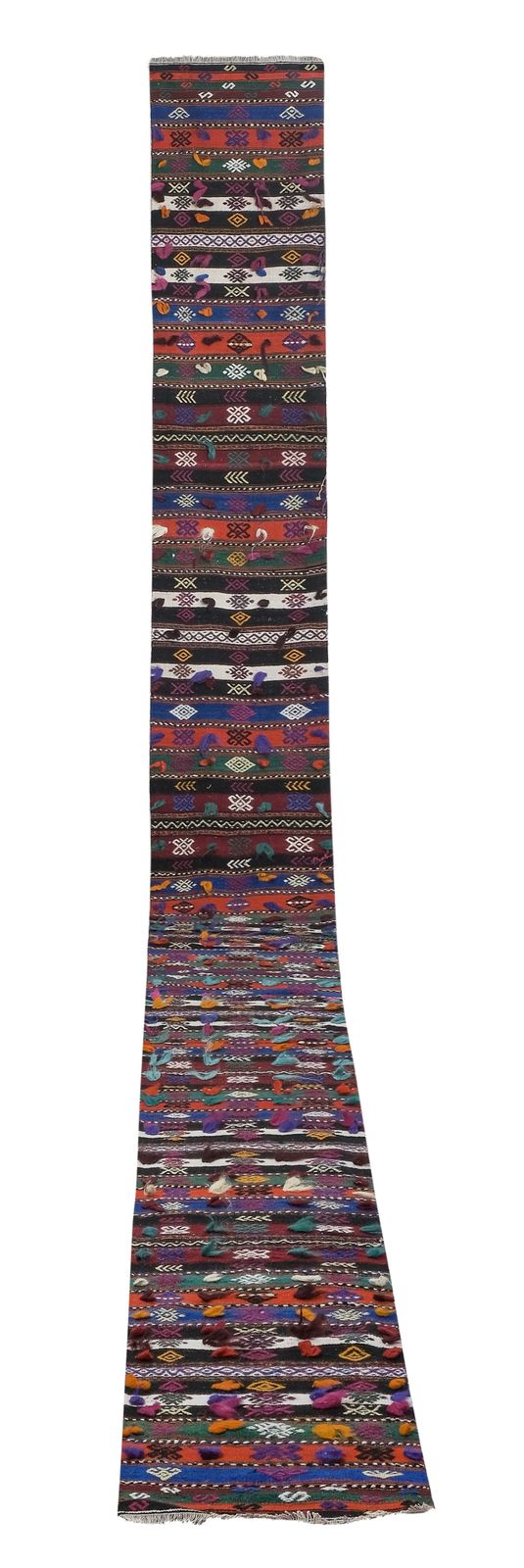 1960s Turkish Handmade Runner Kilim   Stair Extra Long Stair Rug 2'1'' X 25'8''