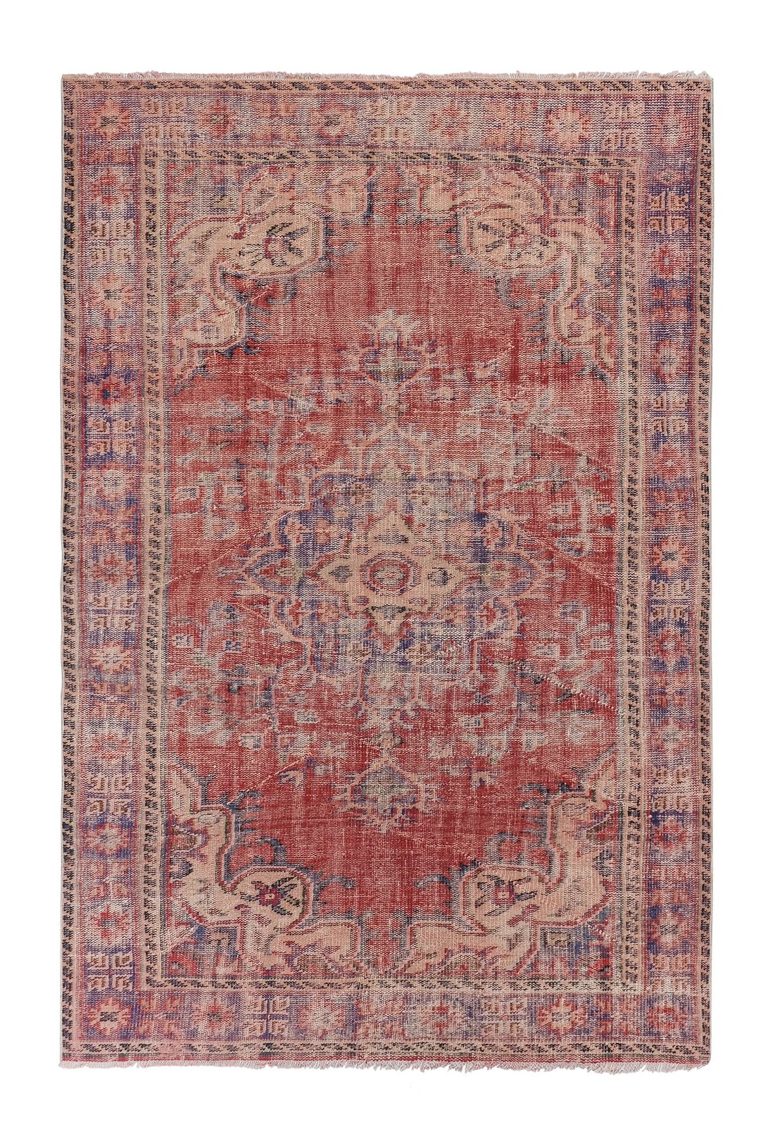 1960s Vintage Distressed Turkish Rug 5'12'' X 9'1''