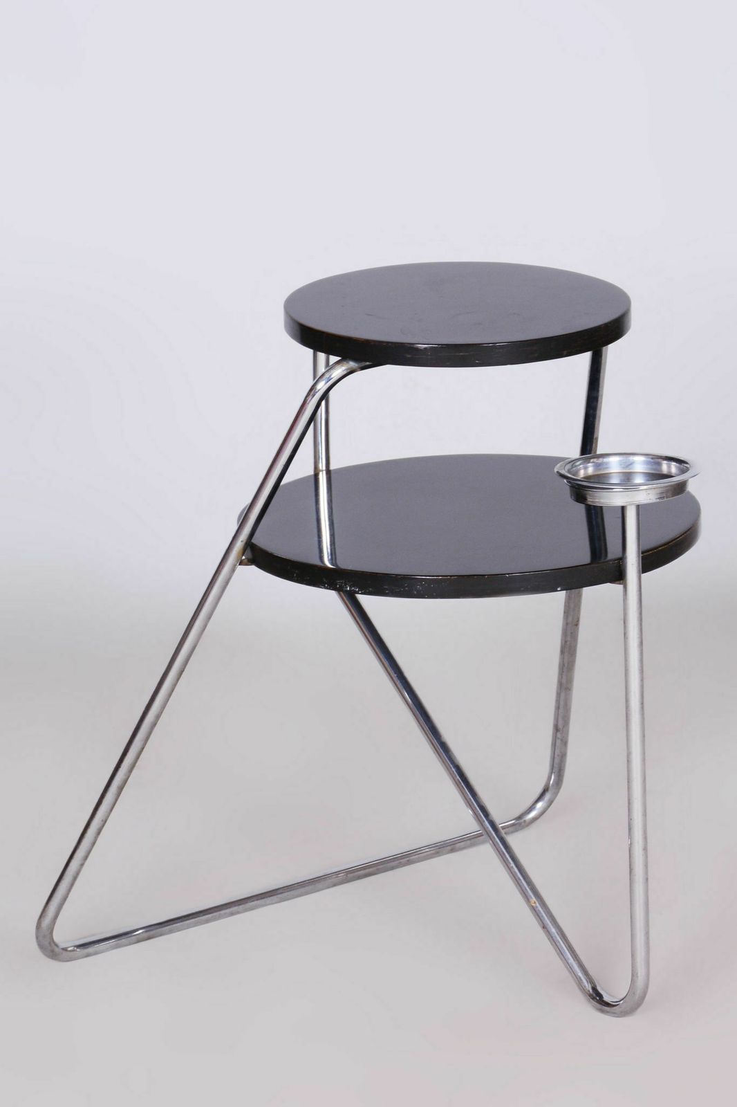Restored Bauhaus Small Table, Chrome, Very Unusual Avant Garde Design, Revived Polish, Czechia, 1930s photo vintage