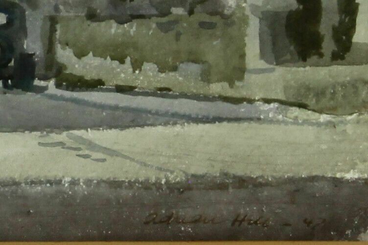 Watercolour By Adrian Hill. Stand Alone Church Tower In A City photo for sale