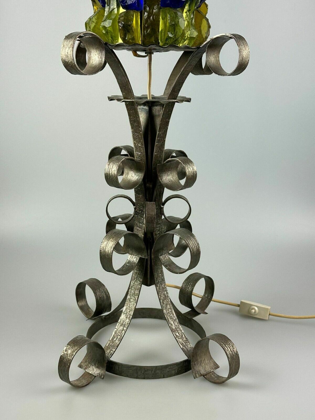 60s 70s Brutalist Floor Lamp Iron & Glass Floor Lamp Mid Century photo vintage