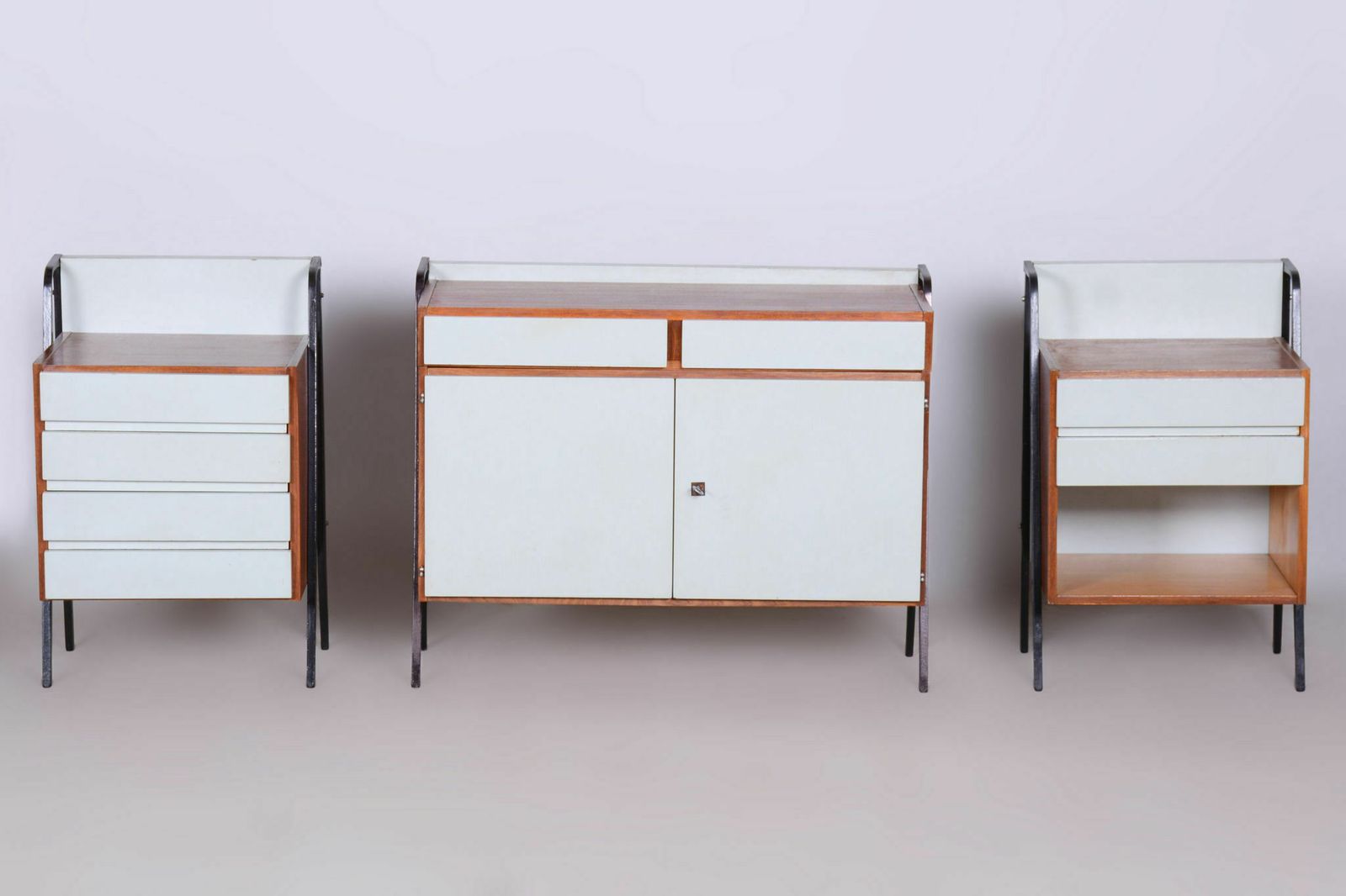 1150.0 Restored Midcentury Cabinet Set, Mahogany, Revived Polish, Central Europe, 1950s photo