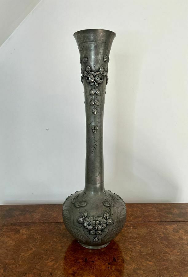 Large Antique 19th Century French Quality Pewter Vase photo 595.0