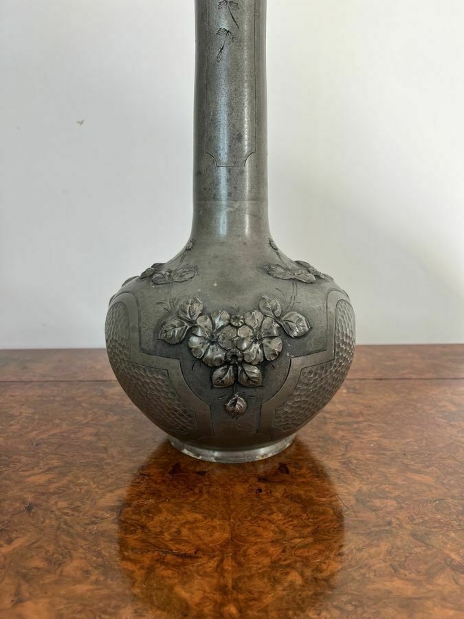 photo for sale Large Antique 19th Century French Quality Pewter Vase