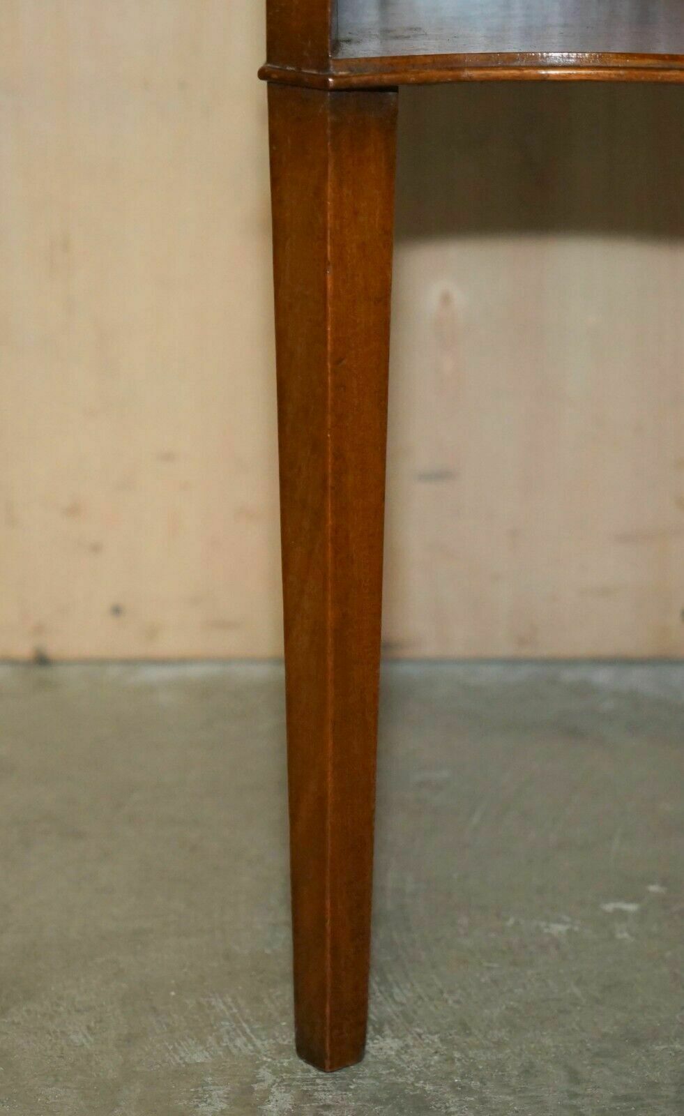 photo for sale Pair Of Antique Restored Serpentine Fronted Flamed Mahogany Side End Lamp Tables