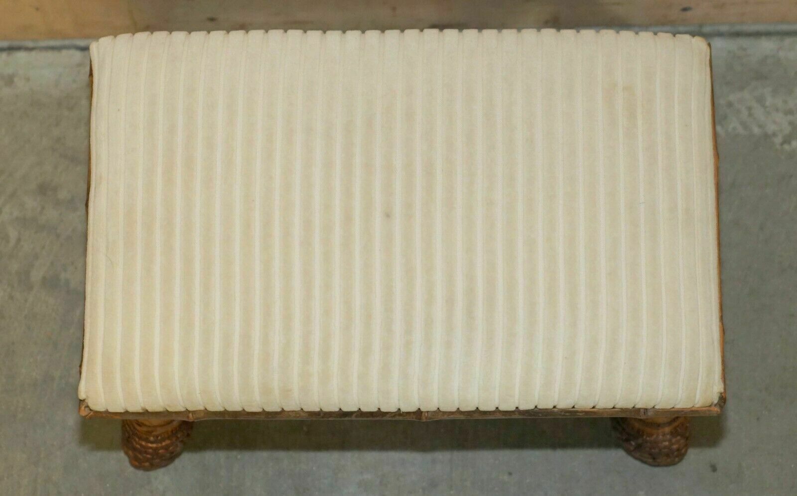 Furniture Small Antique Circa 1880 Aesthetic Movement Bamboo Carved Chinese Footstool photo