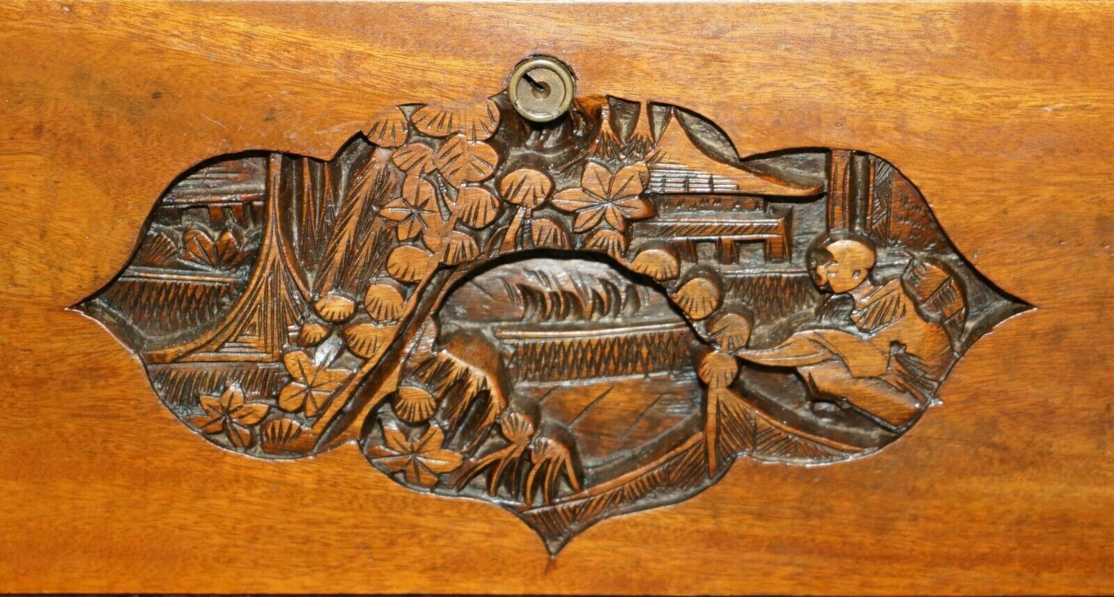 Antique Chinese Hand Carved Circa 1890 Chest Of Drawers Very Detailed Handles photo vintage