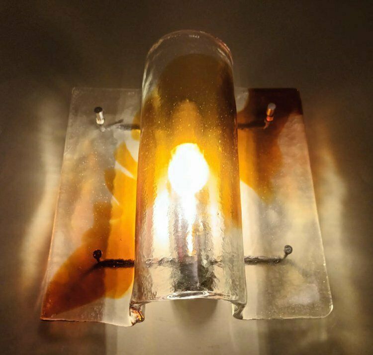 photo for sale Amber Sconces By Mazzega, 1960s, 3 Available