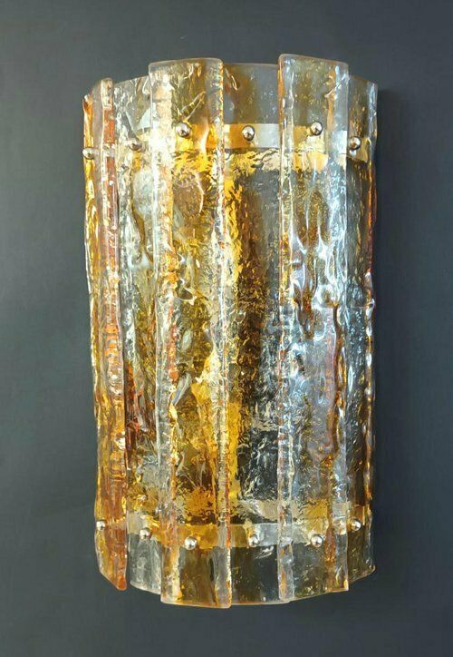 Pair Of Amber Planks Sconces By Mazzega photo furniture