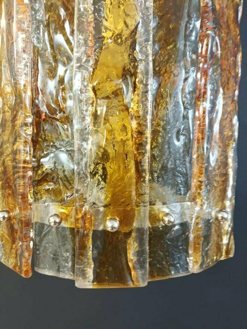 Pair Of Amber Planks Sconces By Mazzega photo Lighting