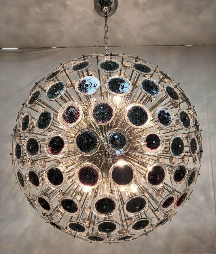 Black With Silver Disco Sputnik Chandelier photo vinterior