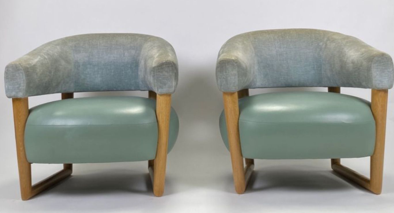 Iconic Art Deco Armchairs With Pouffes   Will Sell Individually photo vinterior