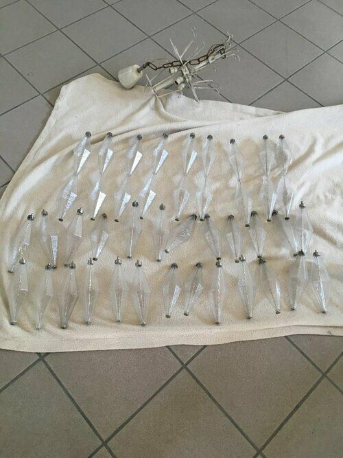 photo for sale Vintage Italian Chandelier With Clear Poliedri