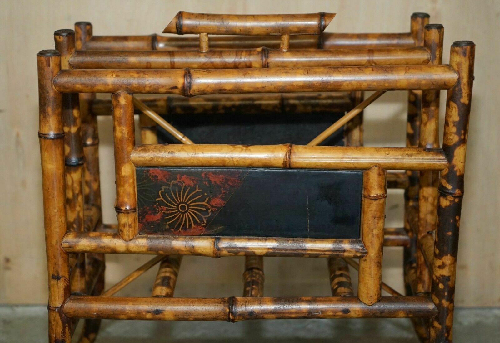 Antique Circa 1880 Aesthetic Movement Bamboo Carved Chinese Magazine Paper Rack photo for sale