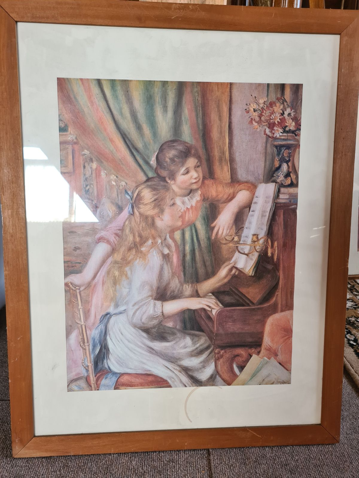 Girls Playing The Piano   Painting photo for sale