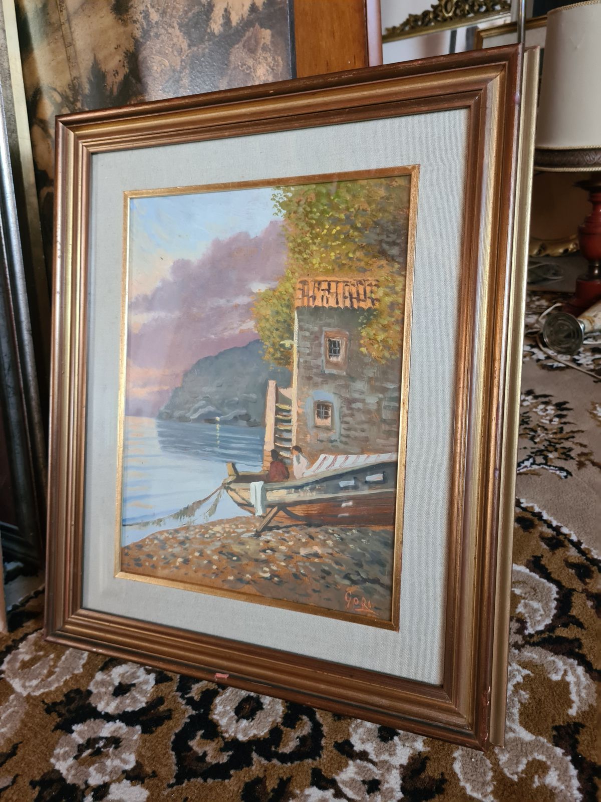 By The Lake Painting   Oil On Canvas photo for sale