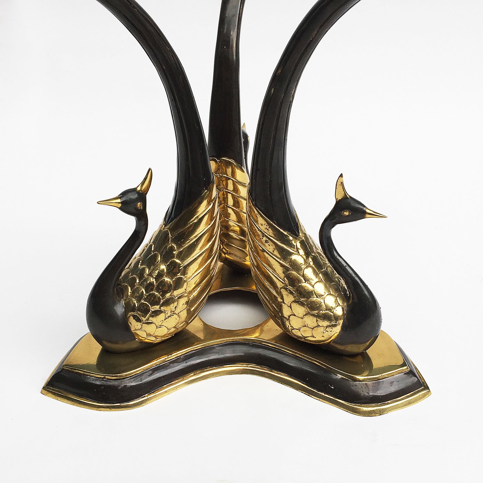 Brass Peacock Side Or Coffee Table Hollywood Regency Glam Willy Daro Glass 1970s photo furniture