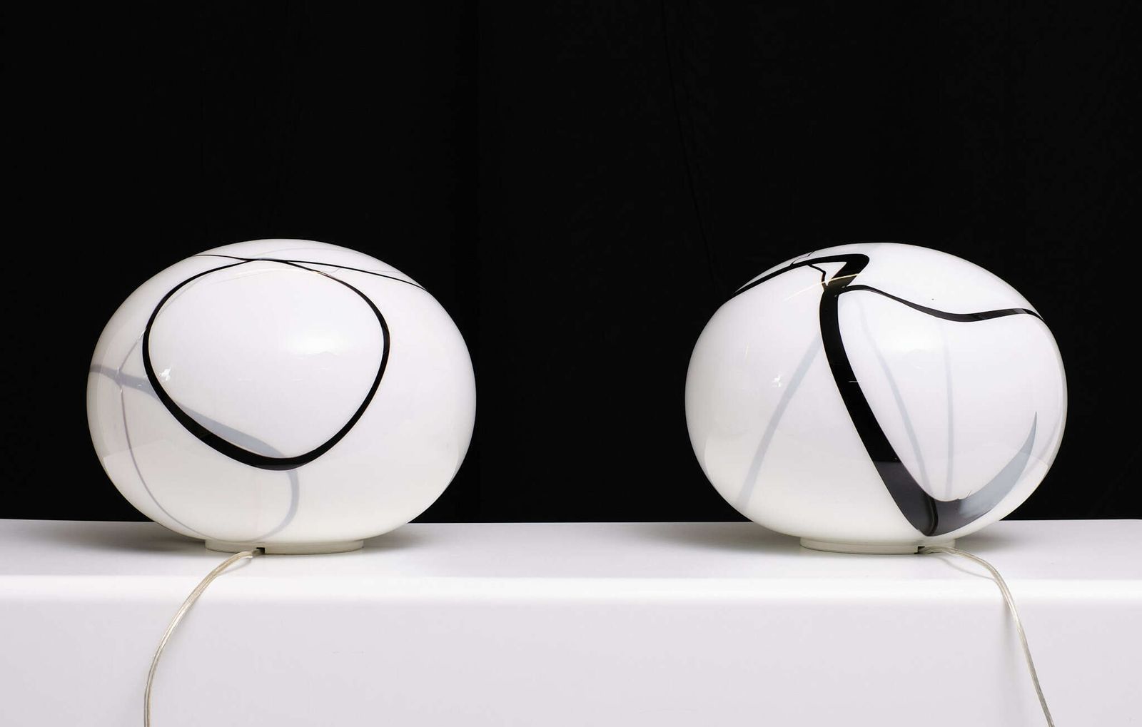 Xl Dutch Design By Zijlstra Tiel , Glass Zebra Table Lamps 1980s
