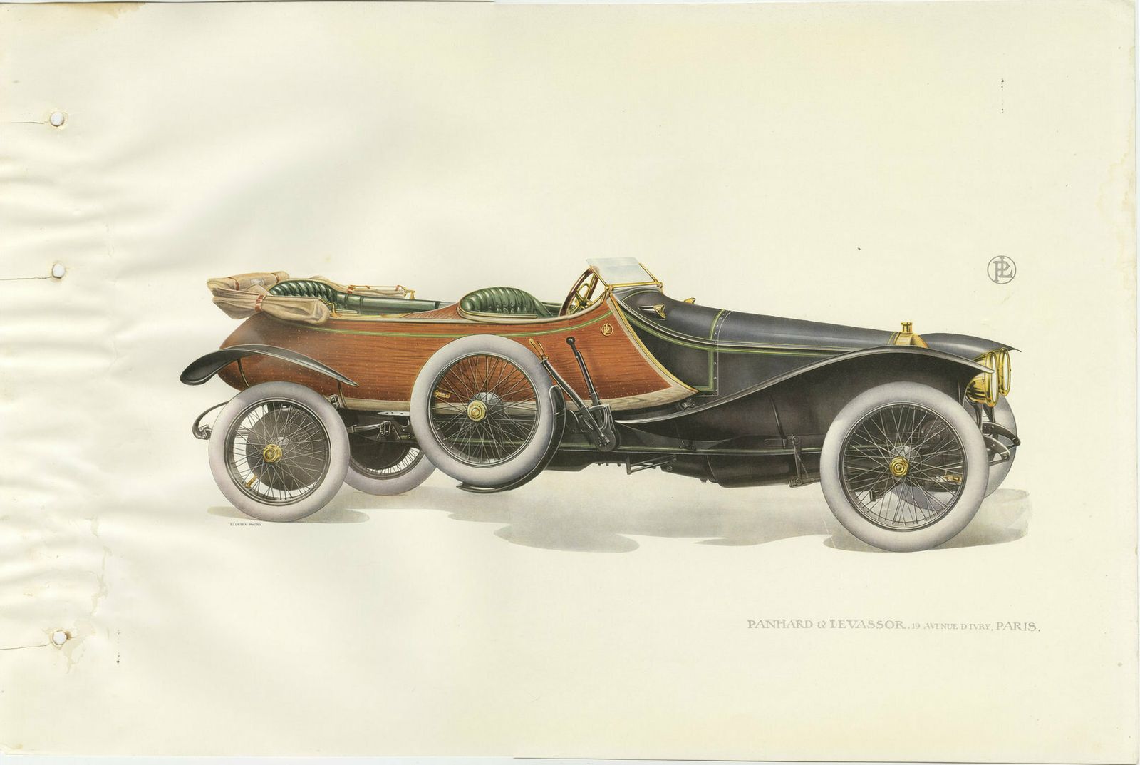 Antique Print Of The Panhard Et Levassor Skiff Torpedo Car