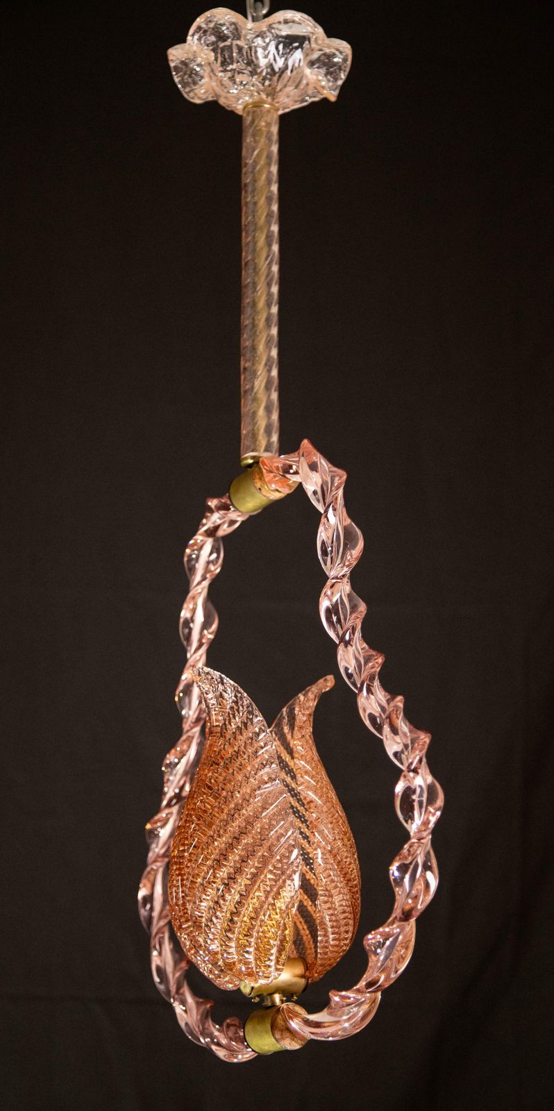 Amazing Rare Pink Murano Twisted Glass Chandelier By Ercole Barovier, 1940s photo furniture