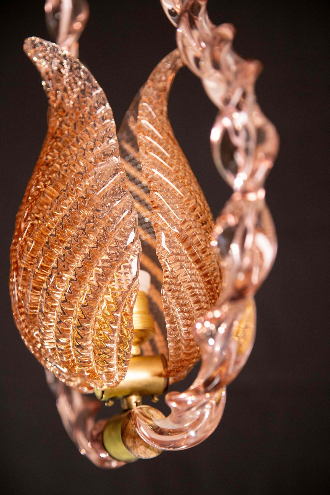 Amazing Rare Pink Murano Twisted Glass Chandelier By Ercole Barovier, 1940s photo Lighting