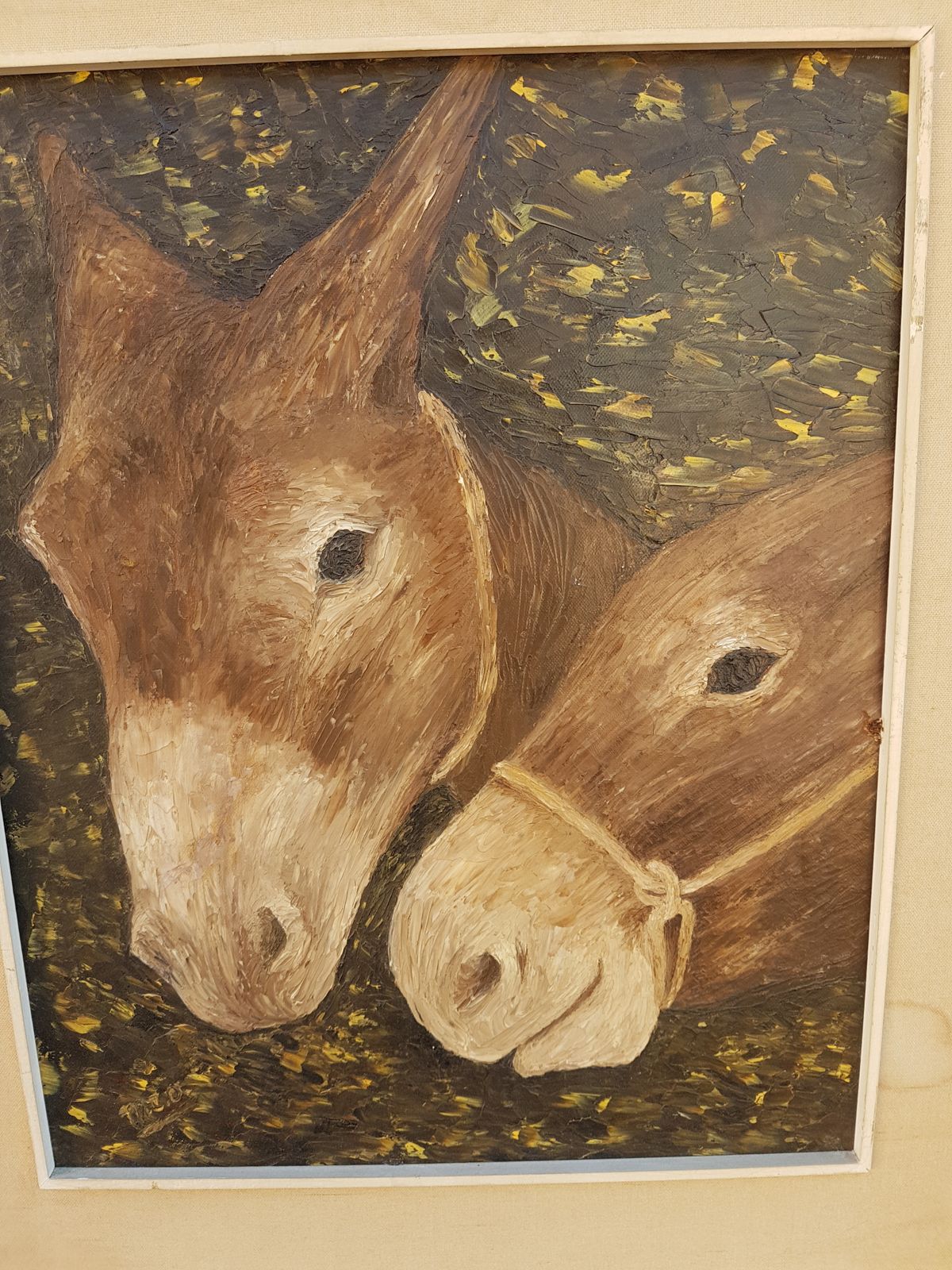 Portrait Of Horses Oil On Canvas photo vintage