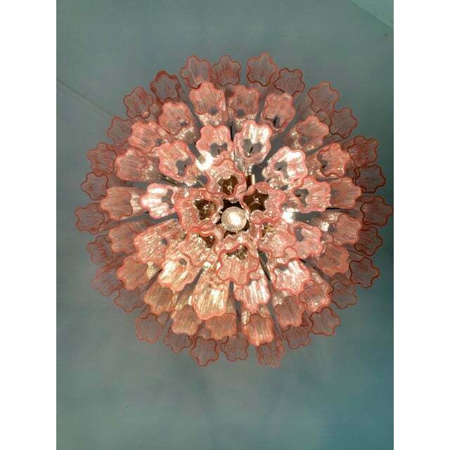 Murano Style Glass Sputnik Chandelier Pink And Brunito Metal Frame, Lot Of 2 Or A Pair Of Chandeliers photo furniture