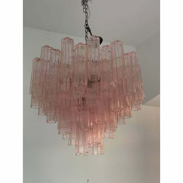 Murano Style Glass Sputnik Chandelier Pink And Brunito Metal Frame, Lot Of 2 Or A Pair Of Chandeliers photo for sale