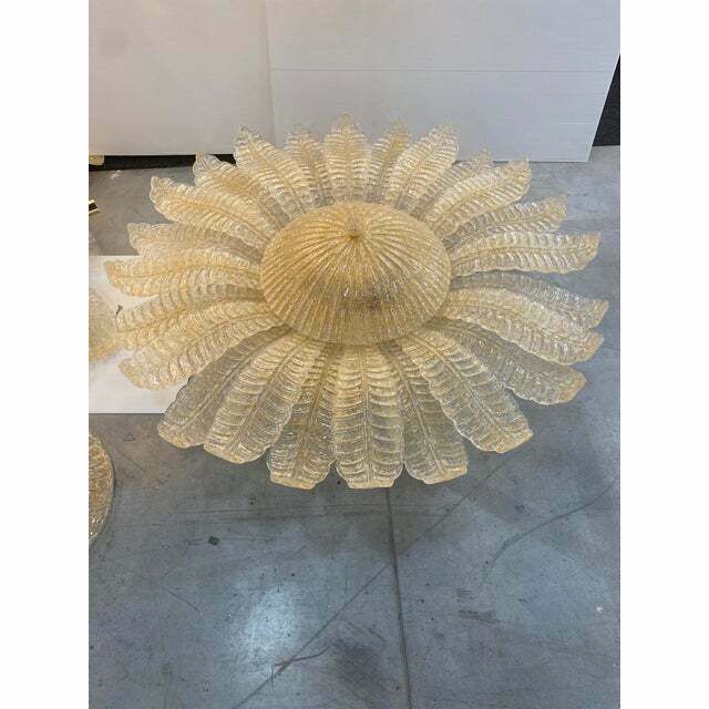31744.0 Contemporary Venetian Sunflwer Murano Glass Gold Flush Mount , Lot Of 2 Or A Pair Of Chandeliers photo