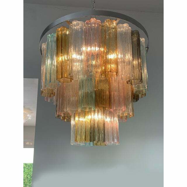 photo for sale Contemporary Multicolor Tronchi Murano Glass Chandelier ,  Lot Of 2 Or A Pair Of Chandeliers