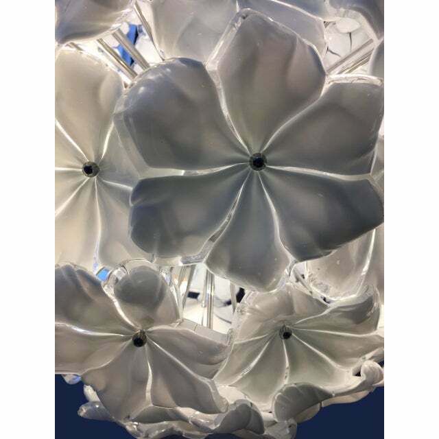 Contemporary White Lotus Murano Glass Sputnik Chandelier , Lot Of 2 Or A Pair Of Chandeliers photo buy