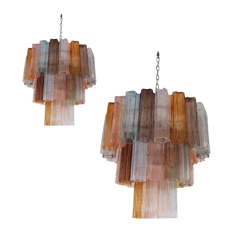 Contemporary Murano Glass Sputnik Chandelier Multicolors, Mazzega Style , Lot Of 2 Or A Pair Of Chandeliers