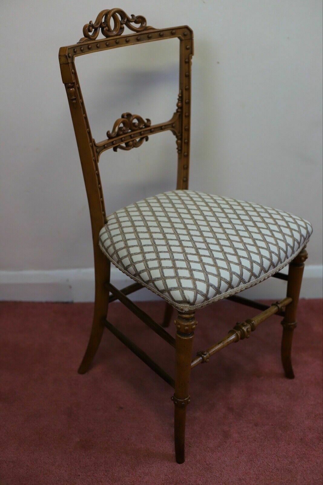 photo for sale Beautiful Victorian Satin Walnut Bedroom Chair