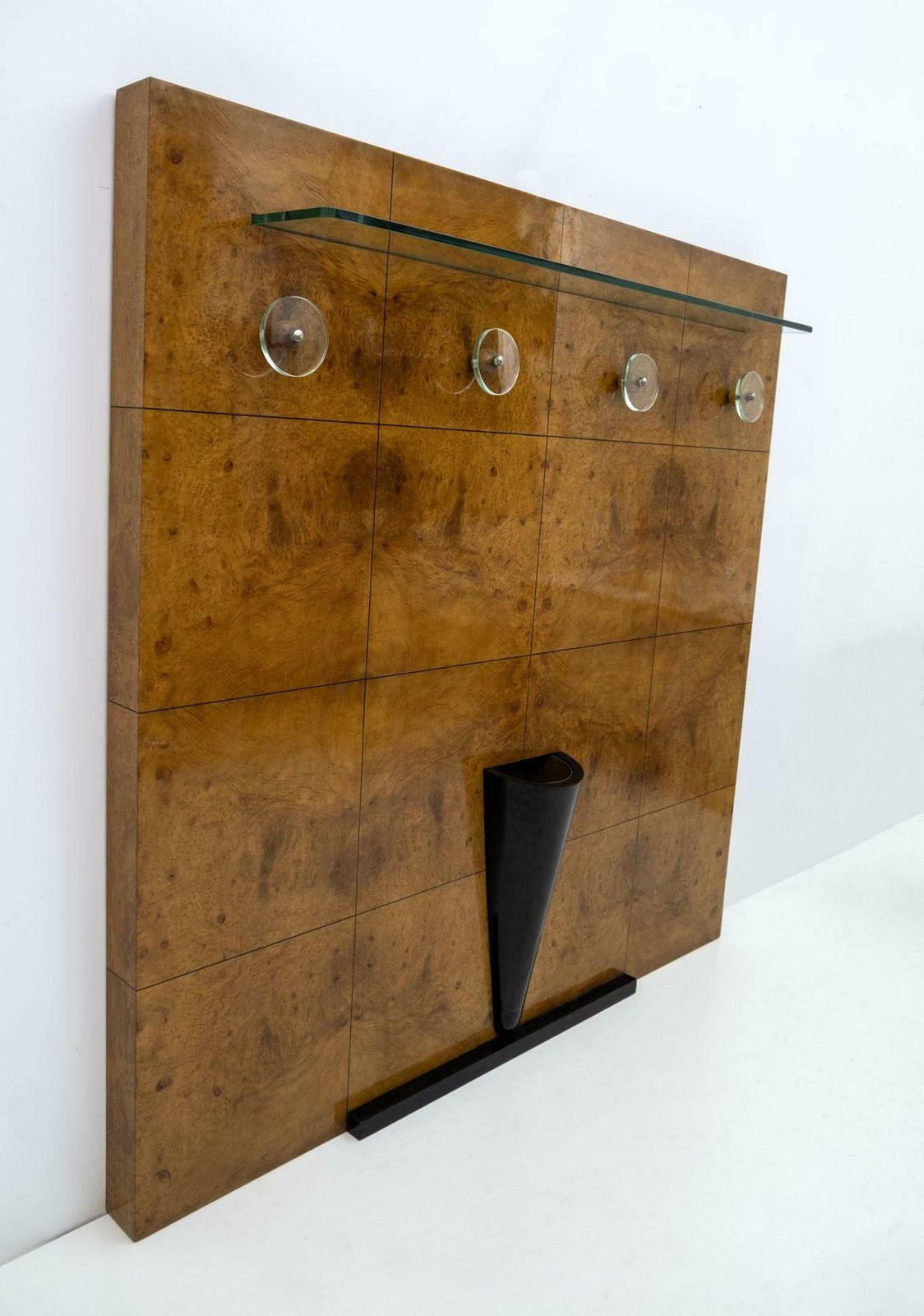 Attributed Pier Luigi Colli Art Dèco Italian Walnut And Cristal Coat Rack, 1930s photo for sale