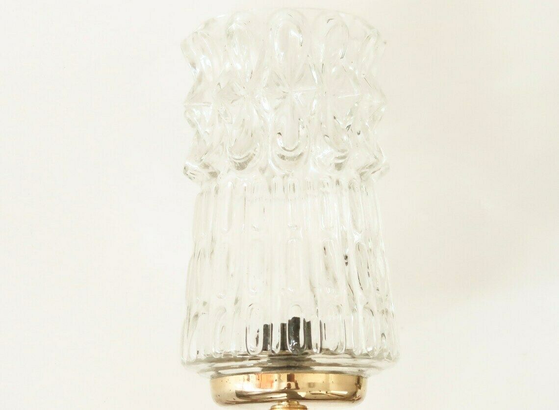 Pair Of French Modernist Sconces, Gold Metal And Glass, 1950s / Mid Century Modern Light Lamp Lighting Brass Atomic Lunel Arlus photo vinterior