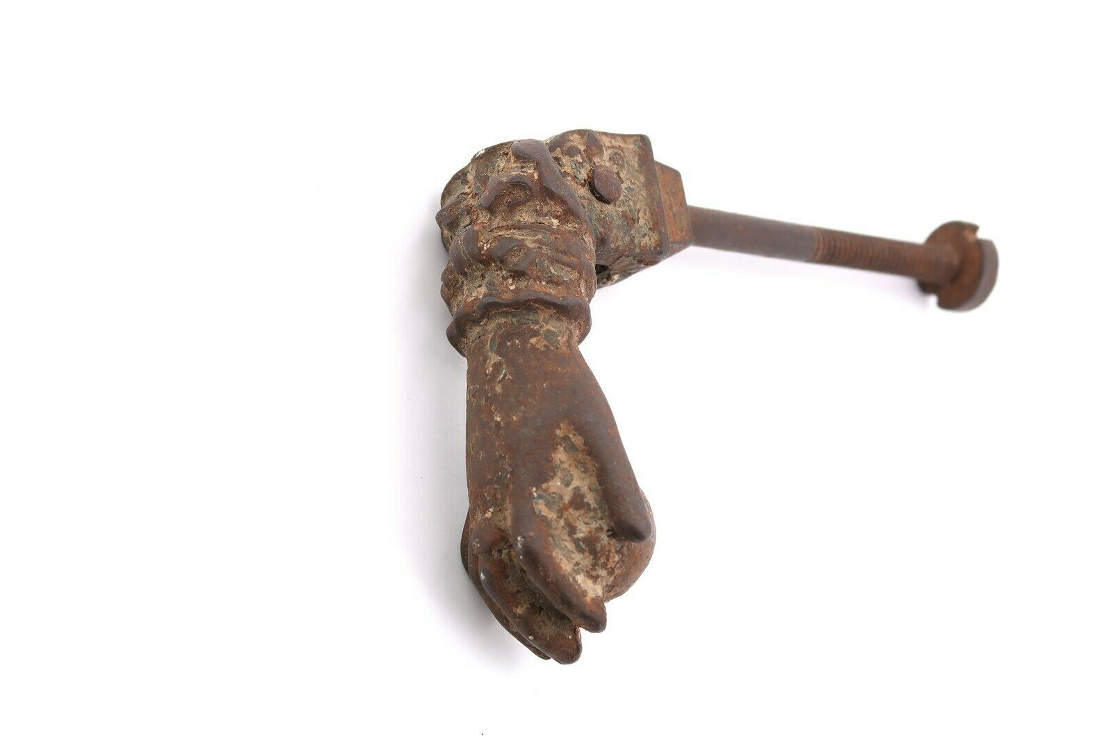Metal Door Knocker Hand, 1930s / Door Knob, Handle, Lucky Charm, Boho Chic, Folk, Sculpture photo for sale