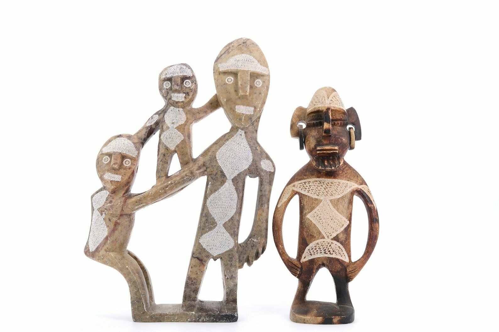 photo for sale Moroccan Carved Stone Statue: Family, 1970s / Boho Chic, Folk, Morocco, Sculpture, Art